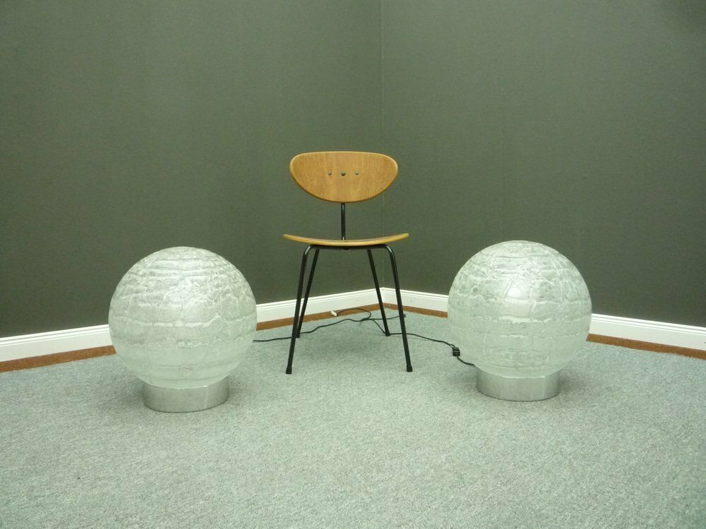 Ice Glass & Chrome Space Age Floor Lamps From Doria, 1960s, Set Of 2 photo furniture
