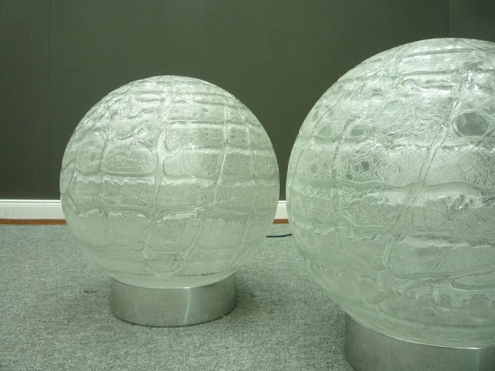Ice Glass & Chrome Space Age Floor Lamps From Doria, 1960s, Set Of 2 photo vinterior
