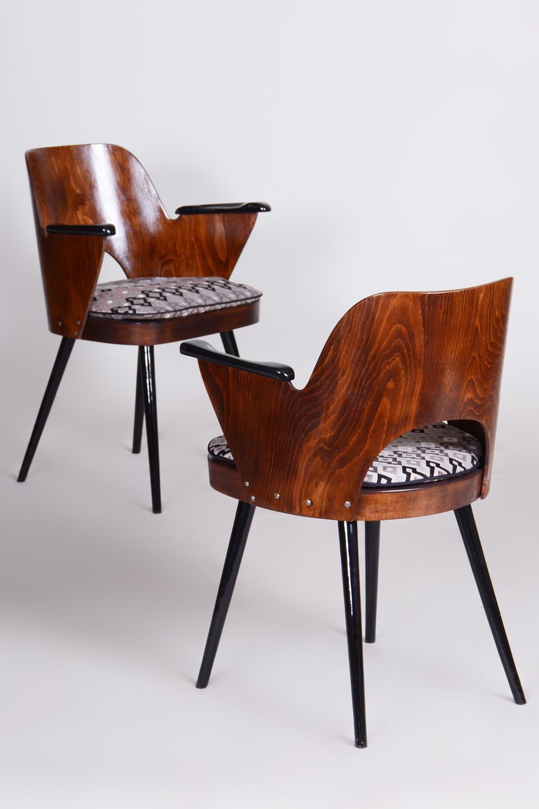 Restored Pair Of Mid Century Armchairs By Oswald Heardtl, Beech, Czechia, 1950s photo furniture