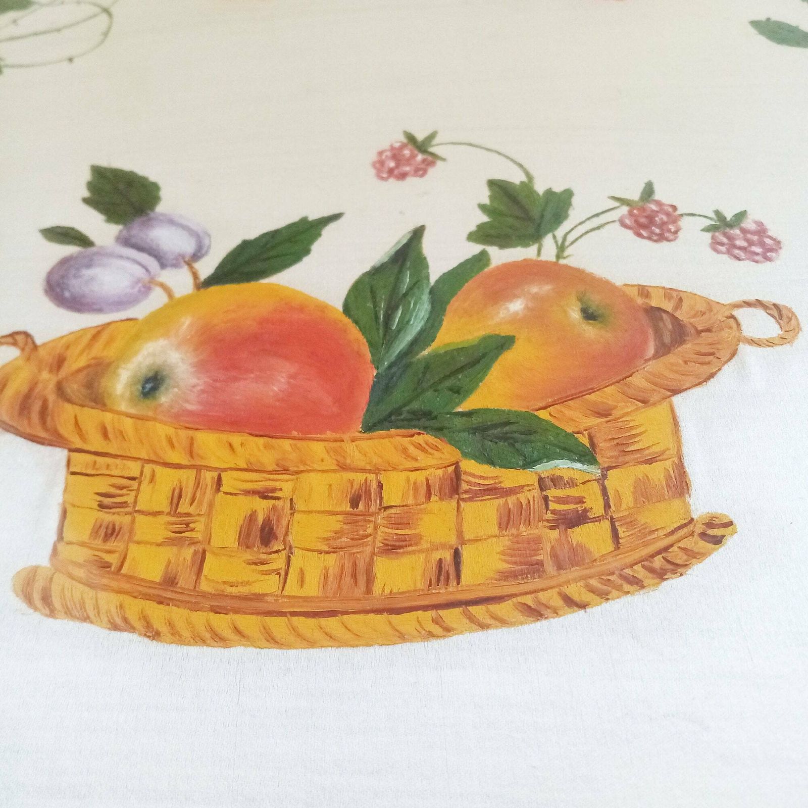 1900s Antique Large Pair Of Paintings On Silk   Baskets Of Fruit Surrounded By Garlands Of Flowers W/ Original Ebonised Wood Frames   20.5" photo buy