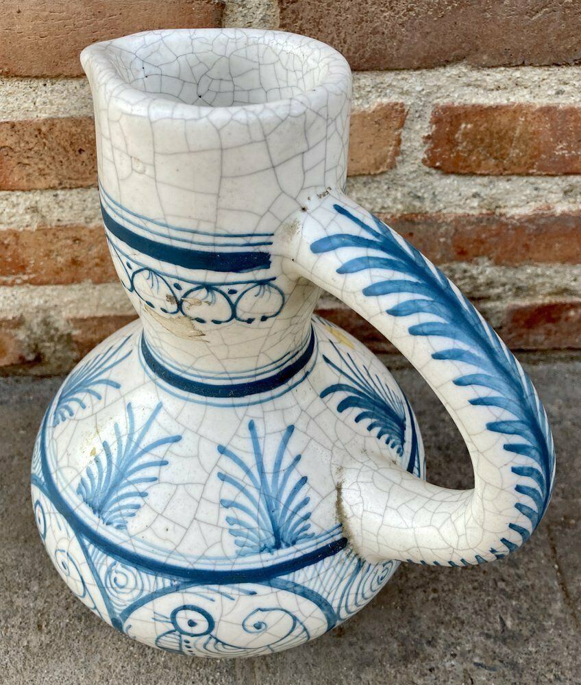 Mid Century Vase In White And Blue Ceramic, 1970s photo furniture