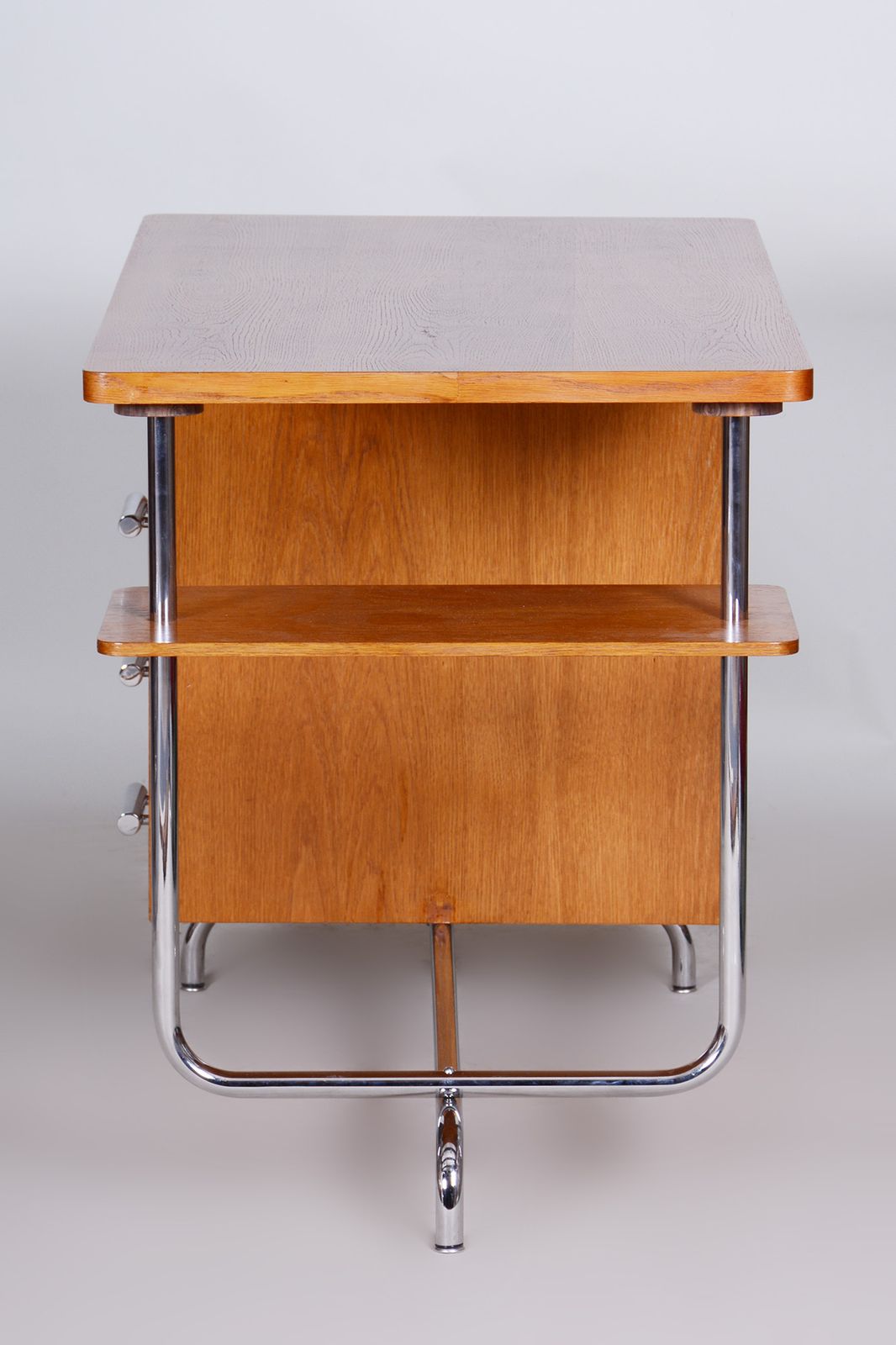 Restored Bauhaus Oak Writing Desk, Jindrich Halabala, Up Zavody, 1930s, Czechia photo furniture
