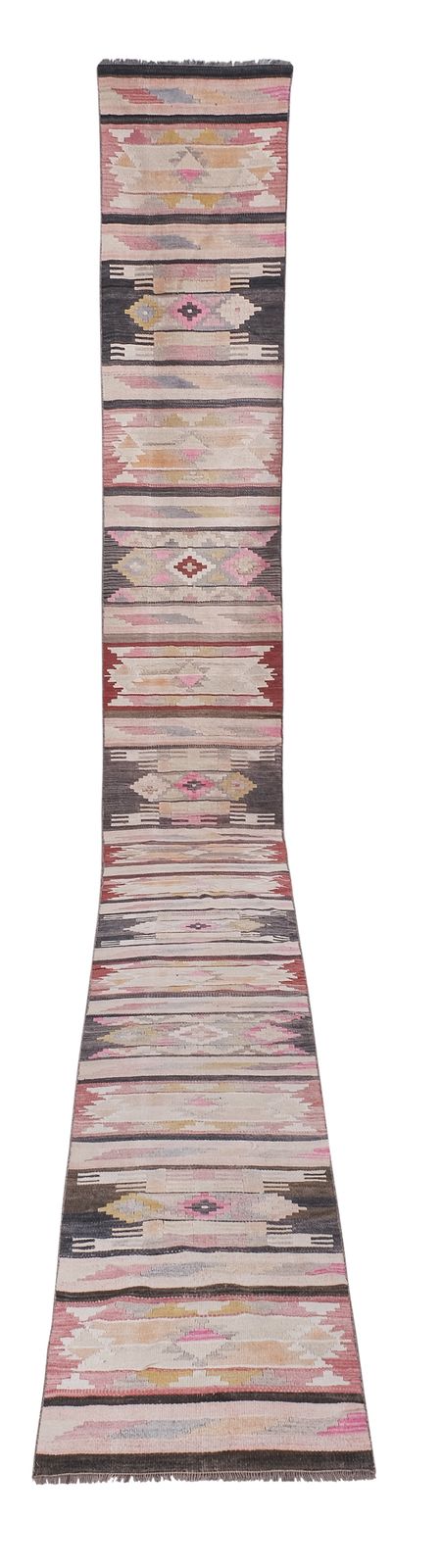 1970s Vintage Turkish Oushak Long Kilim Runner 2'3'' X 22'2''
