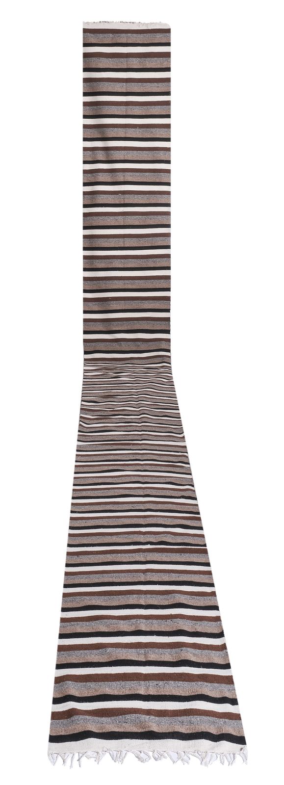 Made Of Natural Undyed Wool 20th Century Kilim Runner 2'6'' X 27'11''