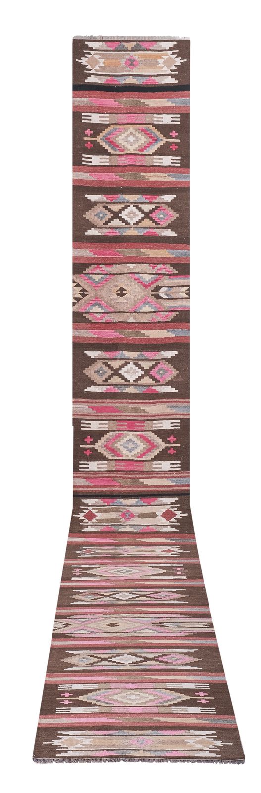 Vintage Hand Woven Turkish Kilim Runner   Stair Tread 2'6'' X 20'6''