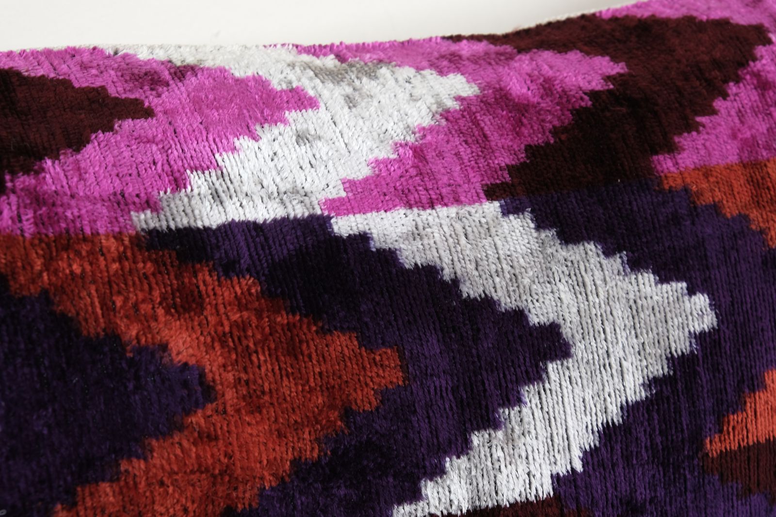 Silk Ikat Velvet Pillow Cover, Set Of Two Matching Multicolor Ikat Lumbar Pillowcase, Pair Colorful Designer Throw Pillow 16'' X 24'' photo for sale