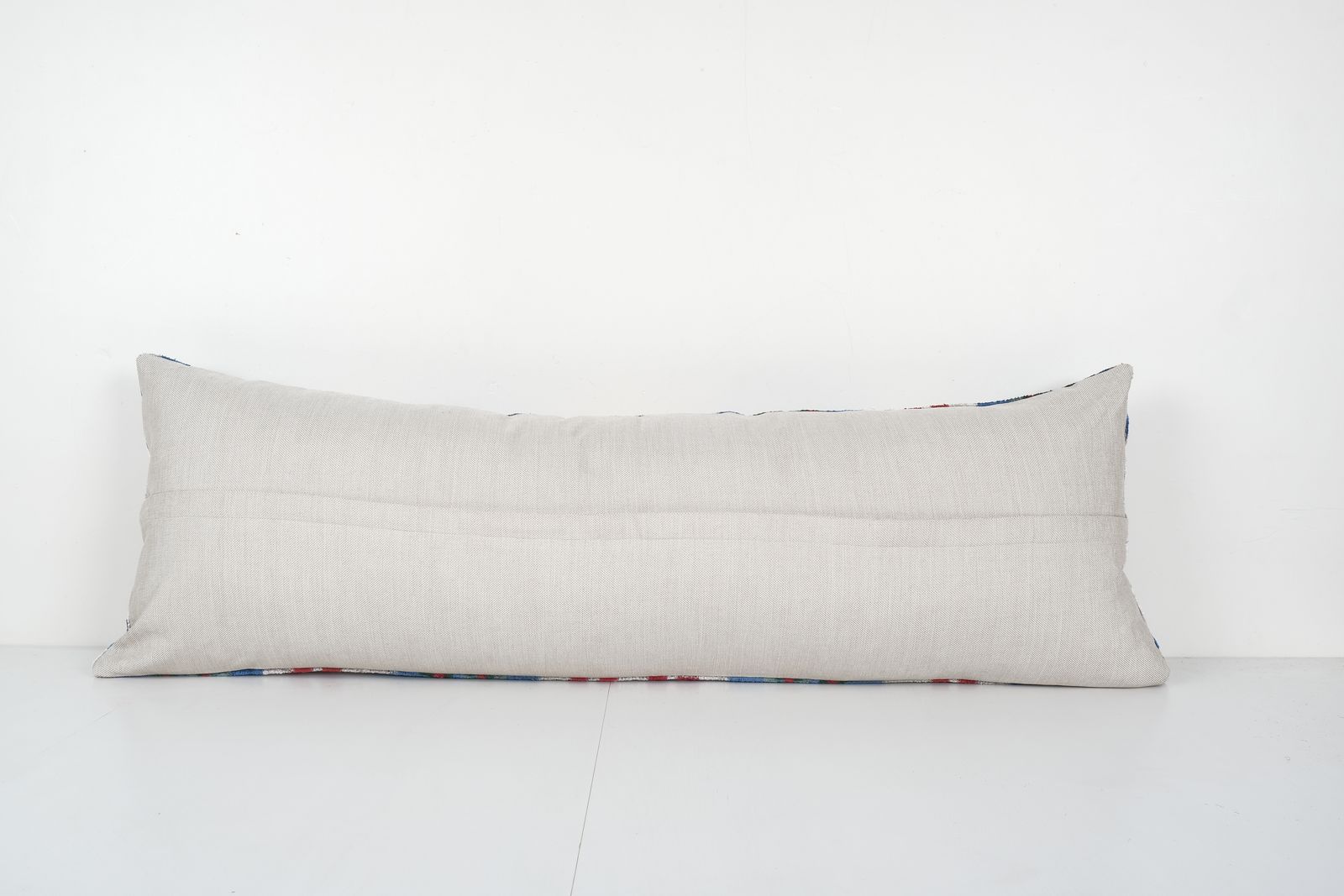 Silk Ikat Velvet Pillow, Extra Long Sky Blue Silk Ikat Lumbar Cushion Cover, Colorful Extraordinary Design Velvet 16'' X 43'' photo furniture