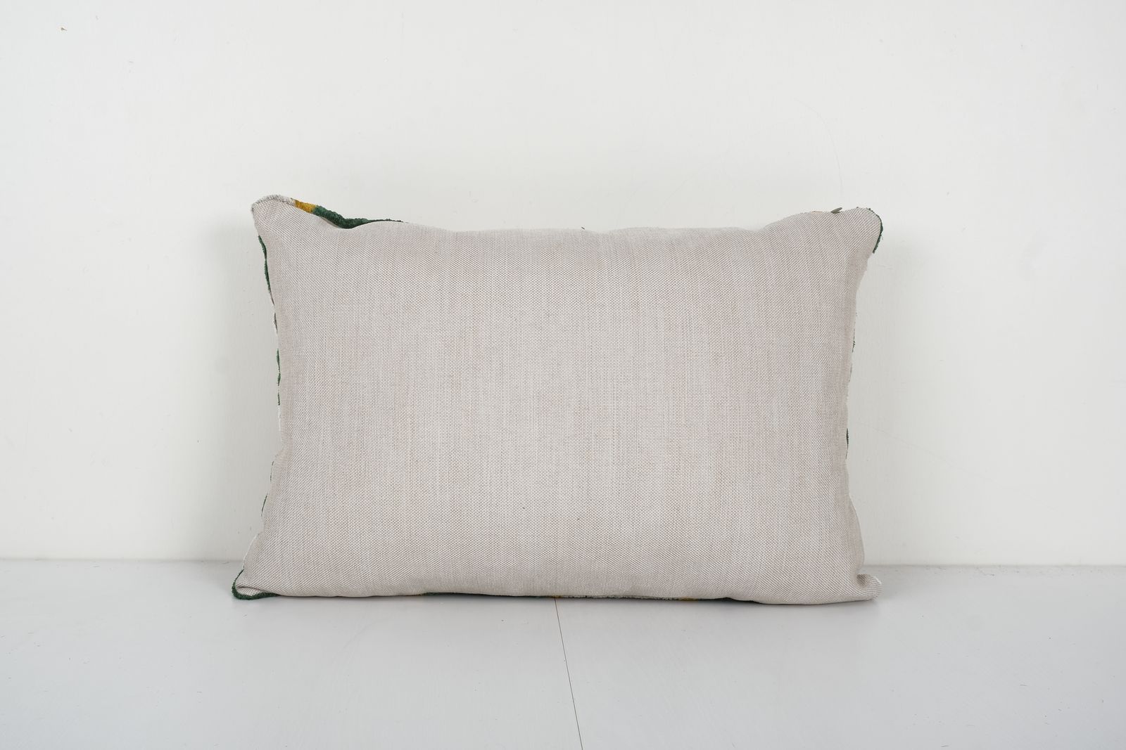 Hand Woven Velvet Ikat Lumbar Pillow Cover, Yellow Designer Cushion, Geometric Pattern Uzbek Couch Pillow 15'' X 22'' photo furniture