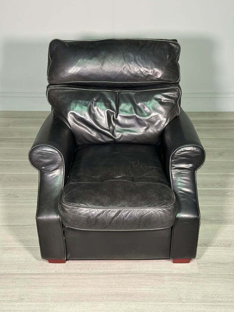 Black Leather Danish Armchair C.1980’s photo for sale