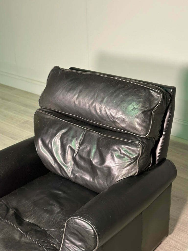 Black Leather Danish Armchair C.1980’s photo 400.0