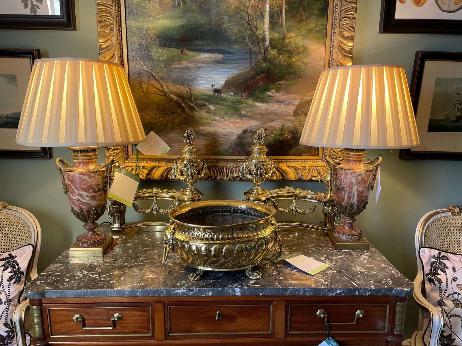 A Very Fine Pair Of French Marble And Ormolu Lamps photo Lighting