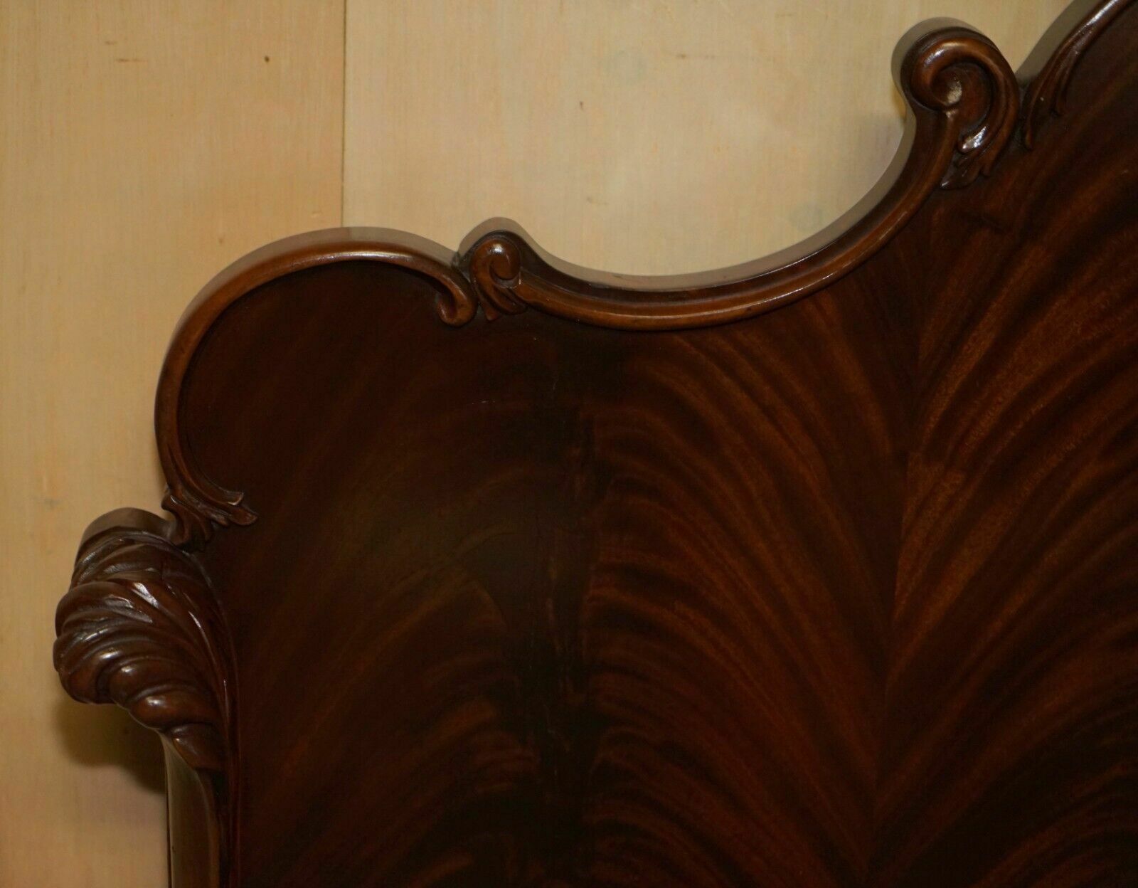 Exquisitely Carved Antique Victorian Circa 1880 Flamed Mahogany Double Bed Frame photo Furniture