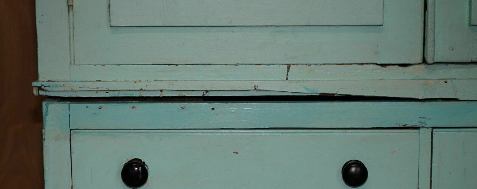 Antique Victorian Circa 1860 Pine Housekeepers Cupboard Linen Original Paint photo buy