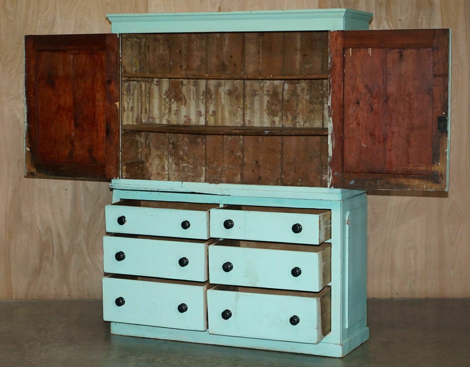 photo buy Antique Victorian Circa 1860 Pine Housekeepers Cupboard Linen Original Paint