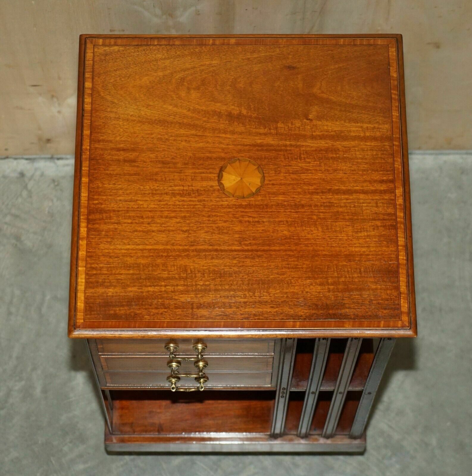 photo furniture Fully Restored Antique Victorian Walnut Revolving Bookcase Book Table Drawers