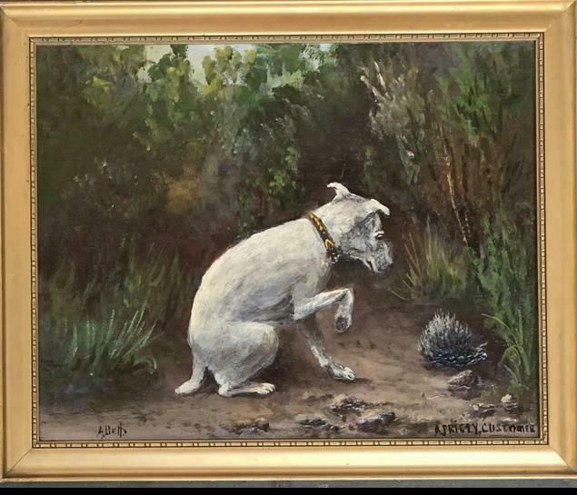 Pair Of Terrier Studies Signed A. Betts, "A Pricly Customer" And "What's That?" photo furniture
