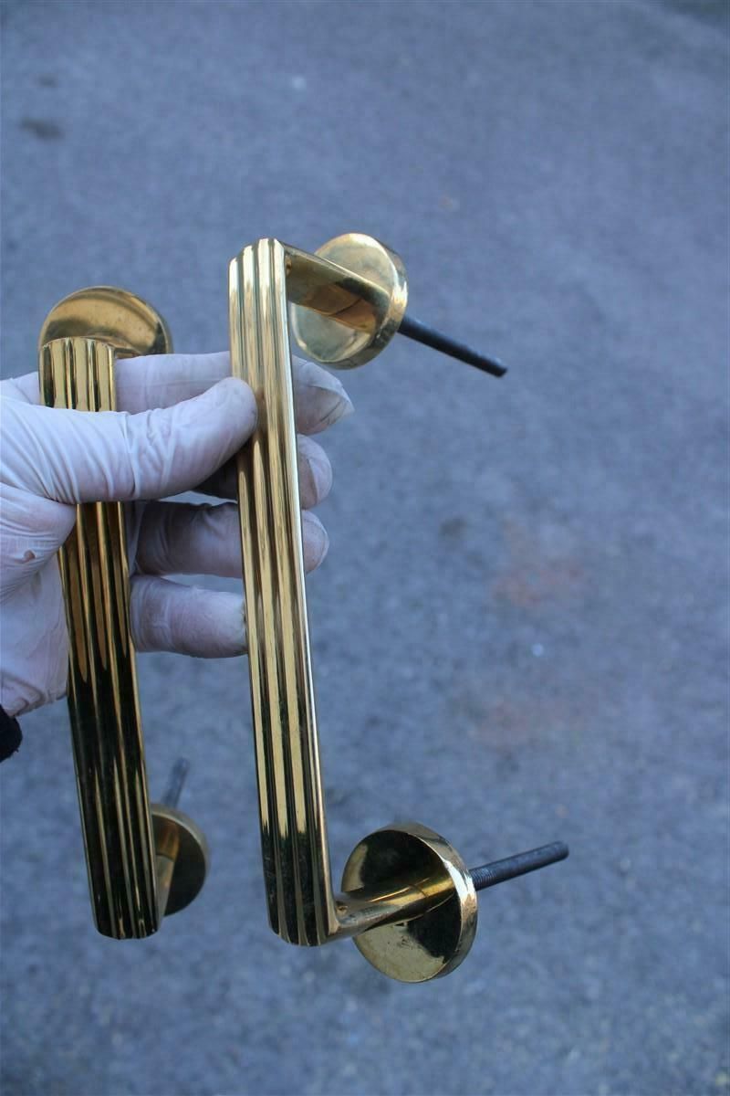 Mid Century Italian Handles In Solid Brass Rational Minimal Design Gold photo for sale