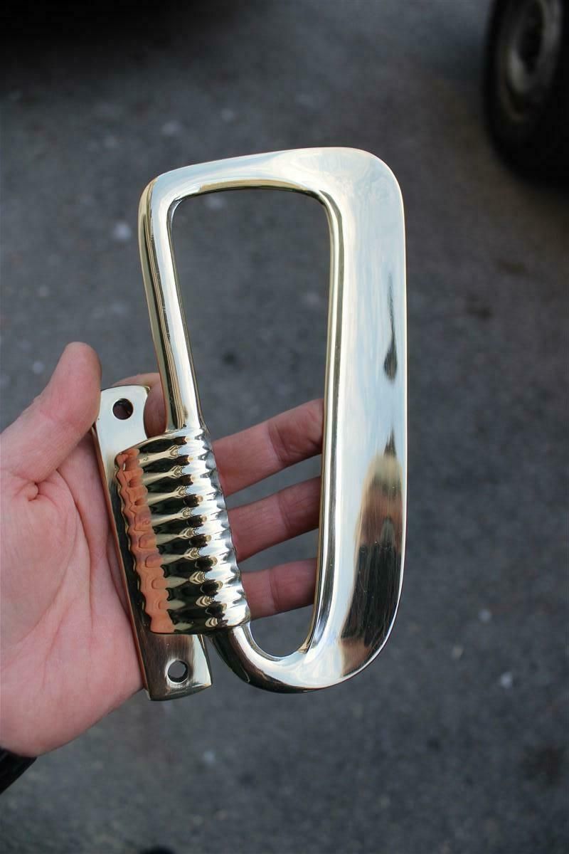 photo for sale Rare Midcentury Pair Of Ear Shaped Handles In Solid Brass Made In Italy