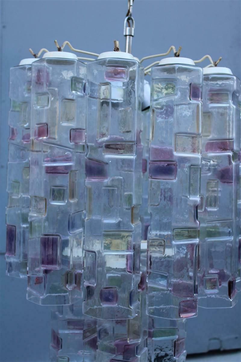 Cascade Venini Italian Midcentury Chandelier Multicolor Murano Glass Modernist photo for sale