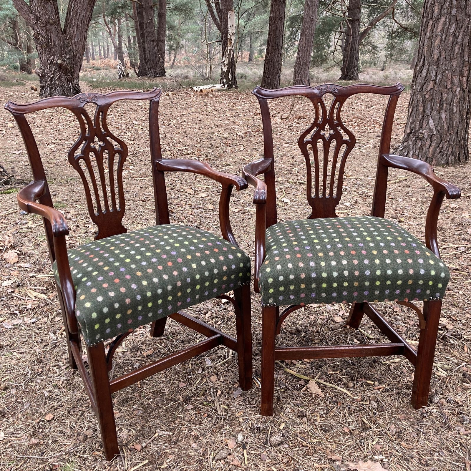 1480.0 Pair Of Mahogany Open Armchairs / Carvers, Circa 1830 photo