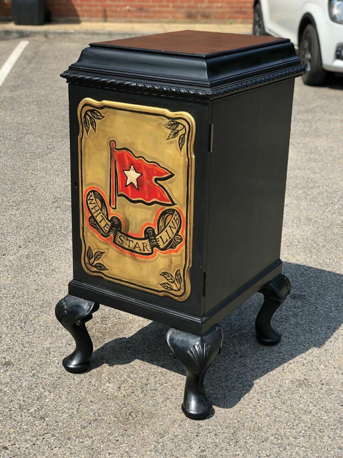 Pair Of Edwardian Wine Celleratte Cabinets With White Star Line Decoration. photo Furniture