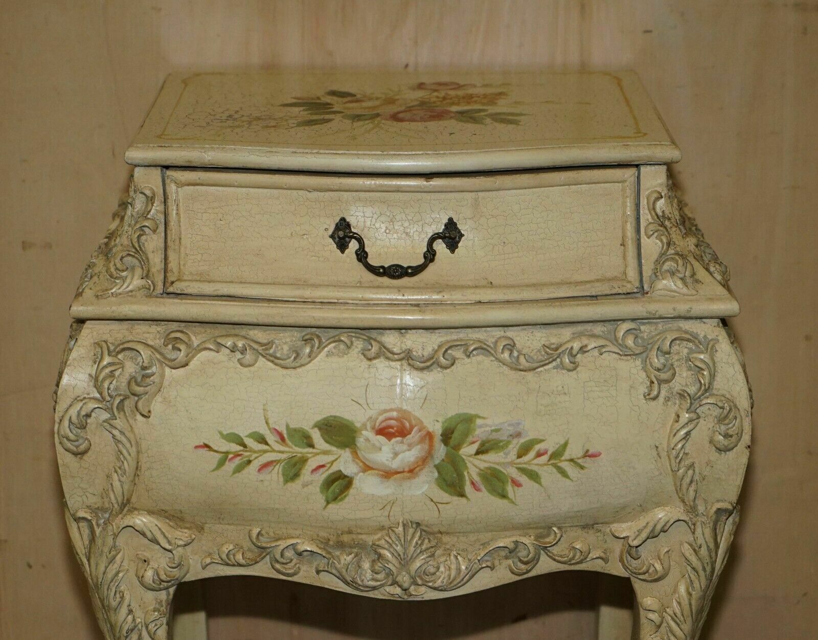 Pair Of Vintage Hand Painted French Bombe Bedside / Side End Table Size Chests photo 2850.0