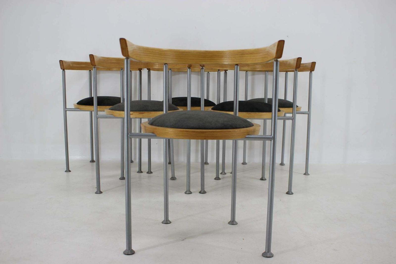 1990s Borge Lindau Set Of 6 Dining Chairs For Bla Station, Sweden photo Furniture