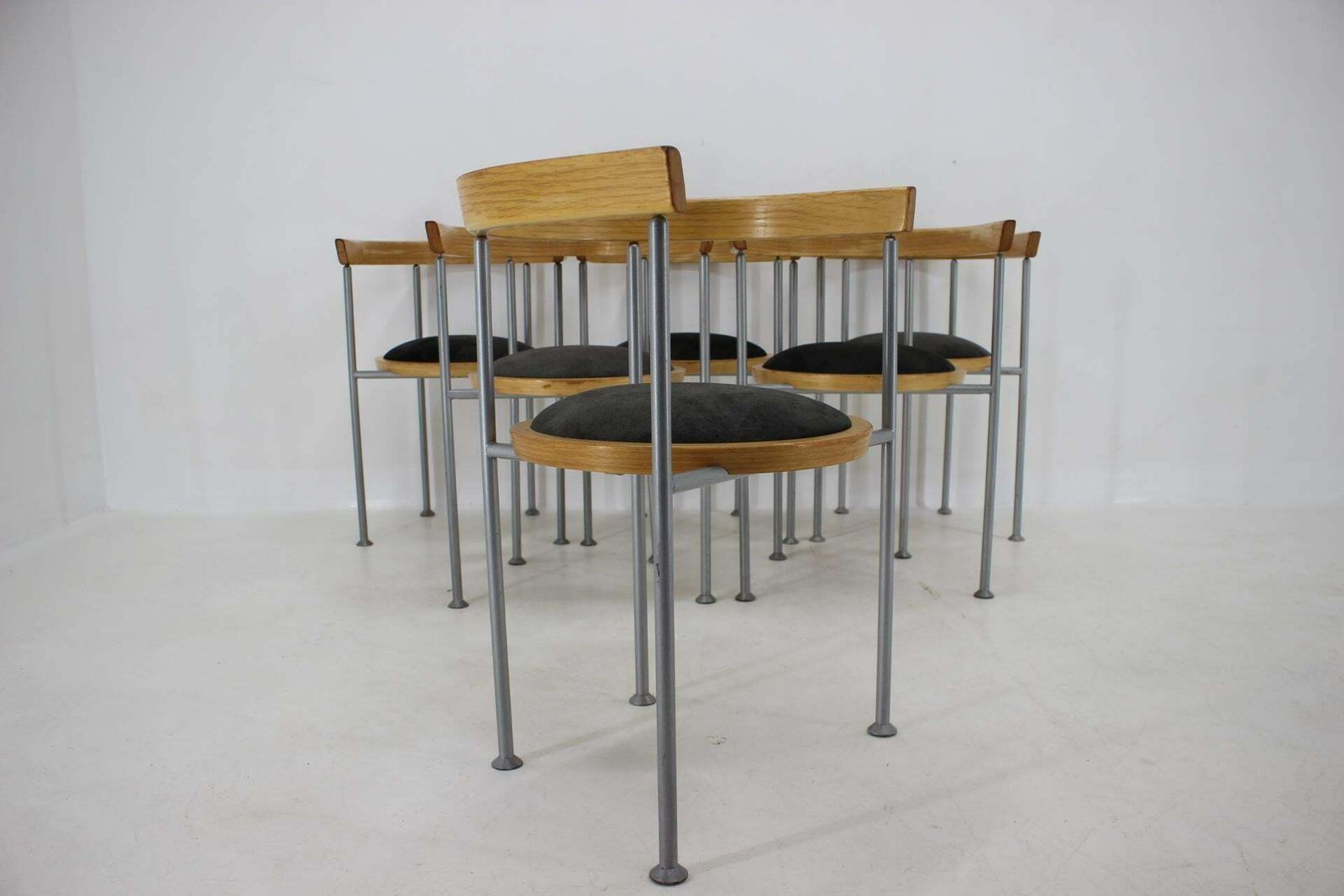 1990s Borge Lindau Set Of 6 Dining Chairs For Bla Station, Sweden photo vinterior