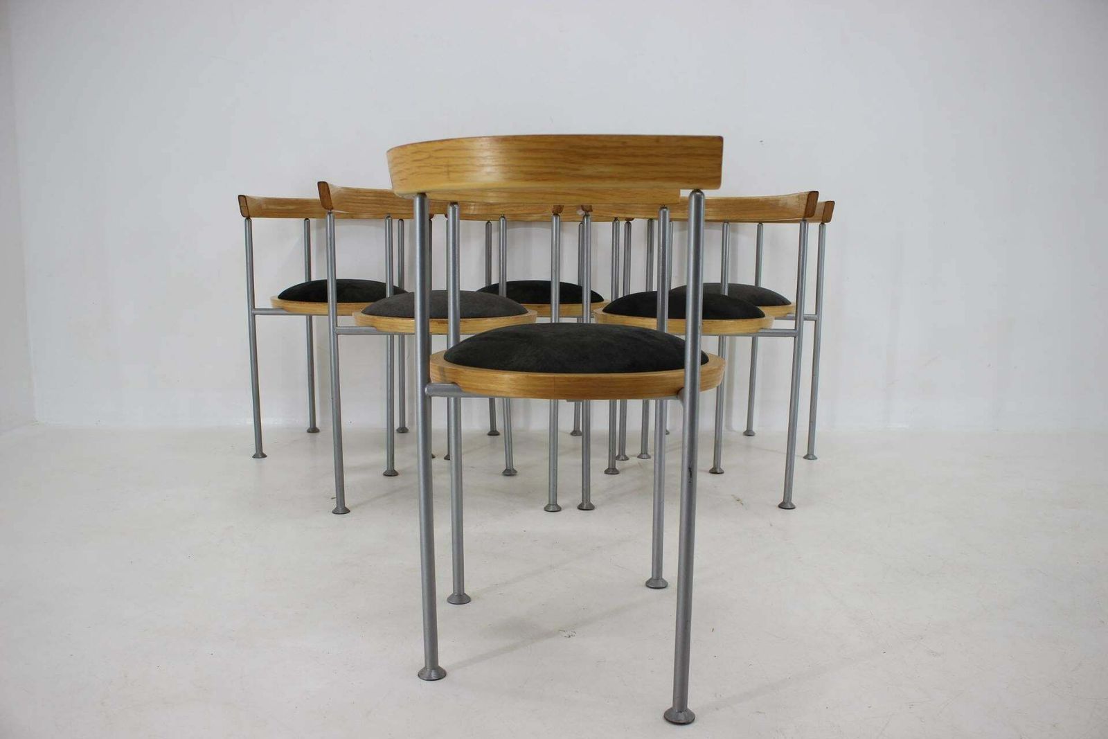 1990s Borge Lindau Set Of 6 Dining Chairs For Bla Station, Sweden photo buy