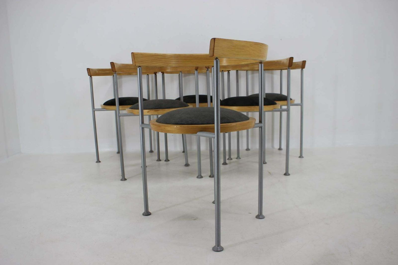 photo for sale 1990s Borge Lindau Set Of 6 Dining Chairs For Bla Station, Sweden