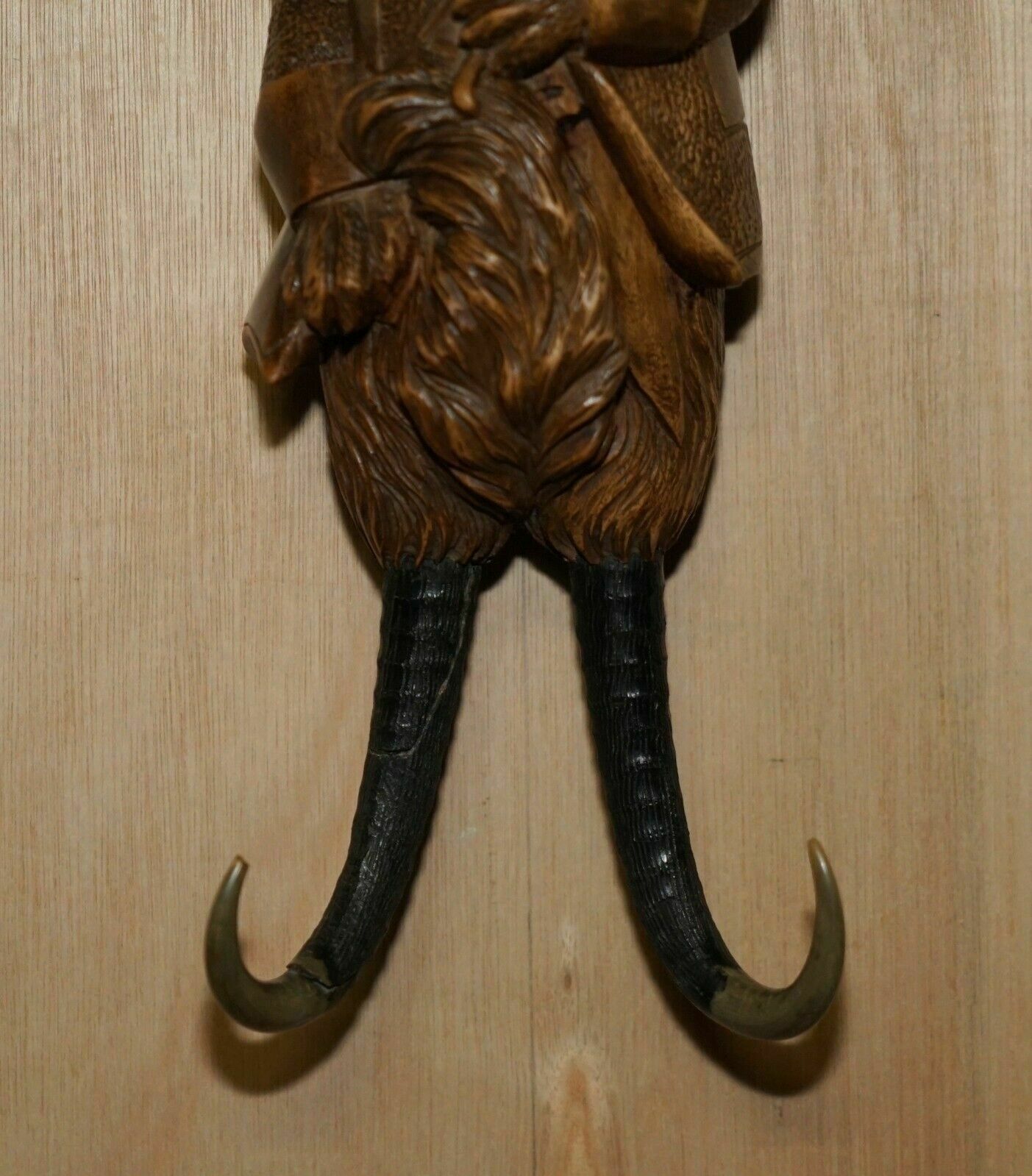 Antique Musical Circa 1880 Black Forest Hand Carved Fox Whip Hook Glass Eyes photo for sale