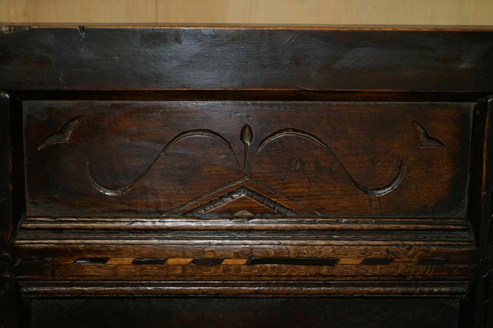 Antique 17th Century Jacobean Hand Carved English Oak Armchair Tudor Panelling photo vinterior