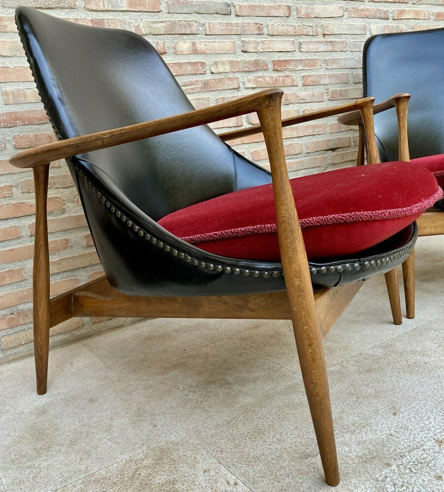 photo for sale Mid Century Lounge Chairs In Ib Kofod Larsen Style, Denmark, 1950s, Set Of 2