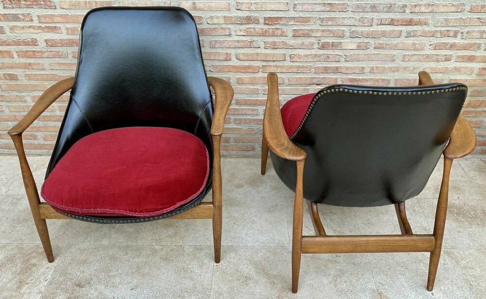 photo buy Mid Century Lounge Chairs In Ib Kofod Larsen Style, Denmark, 1950s, Set Of 2