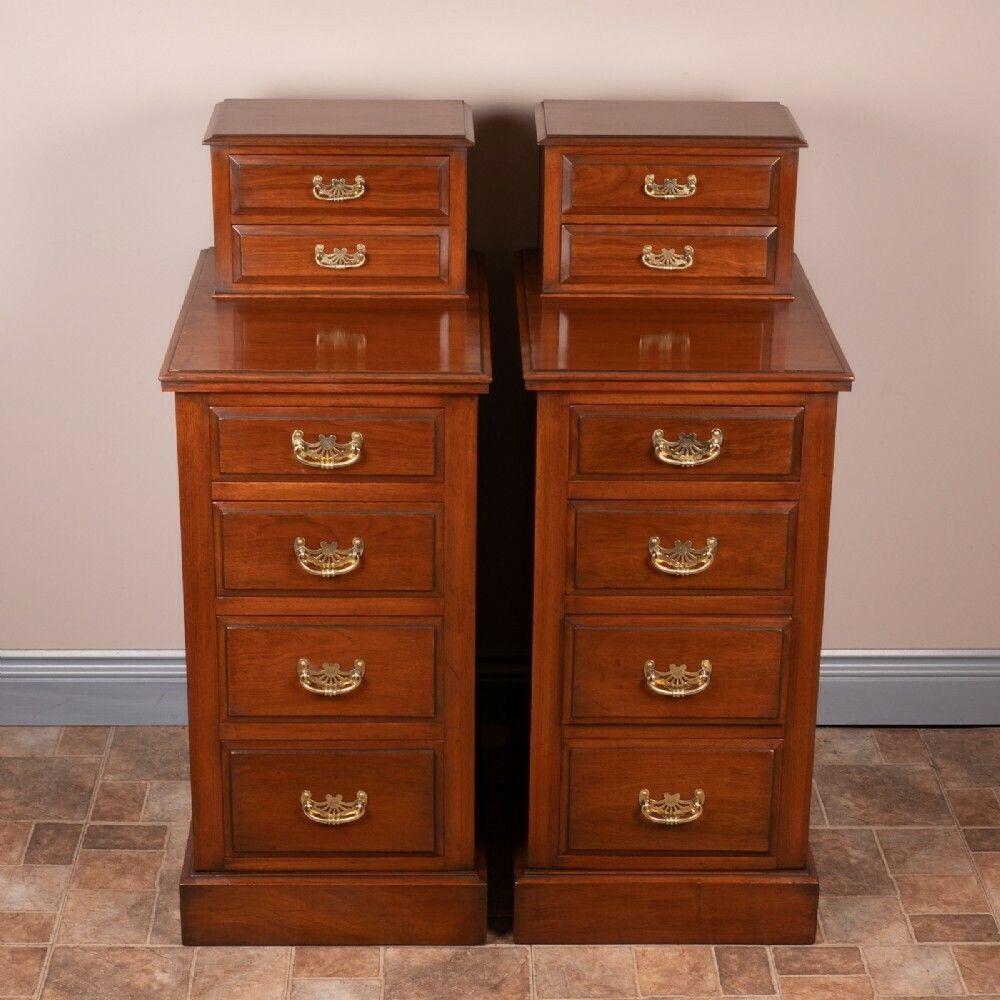 Good Quality Pair Of Edwardian Walnut Bedside Chests photo buy