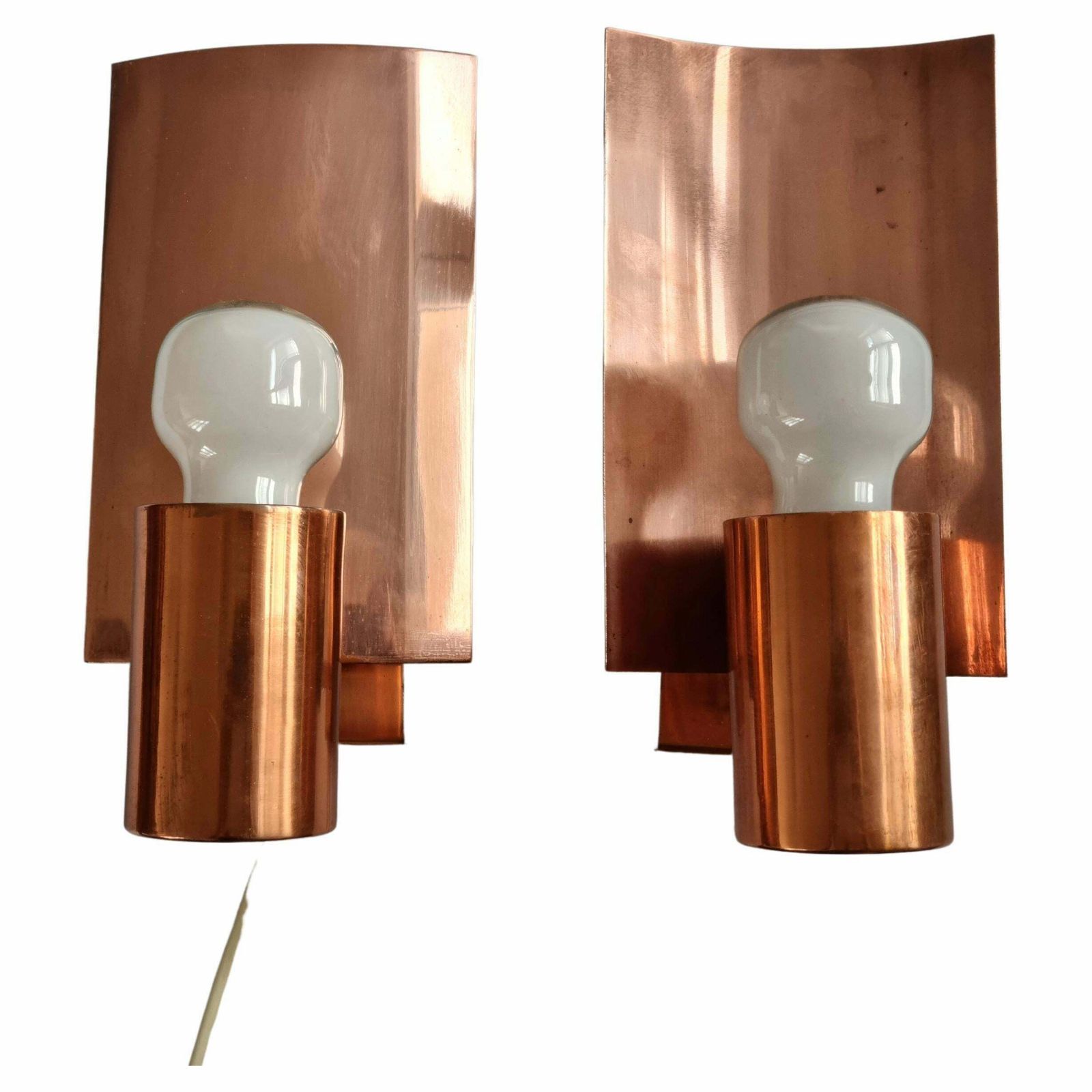 Pair Of Midcentury Copper Wall Lamps, Denmark, 1960s