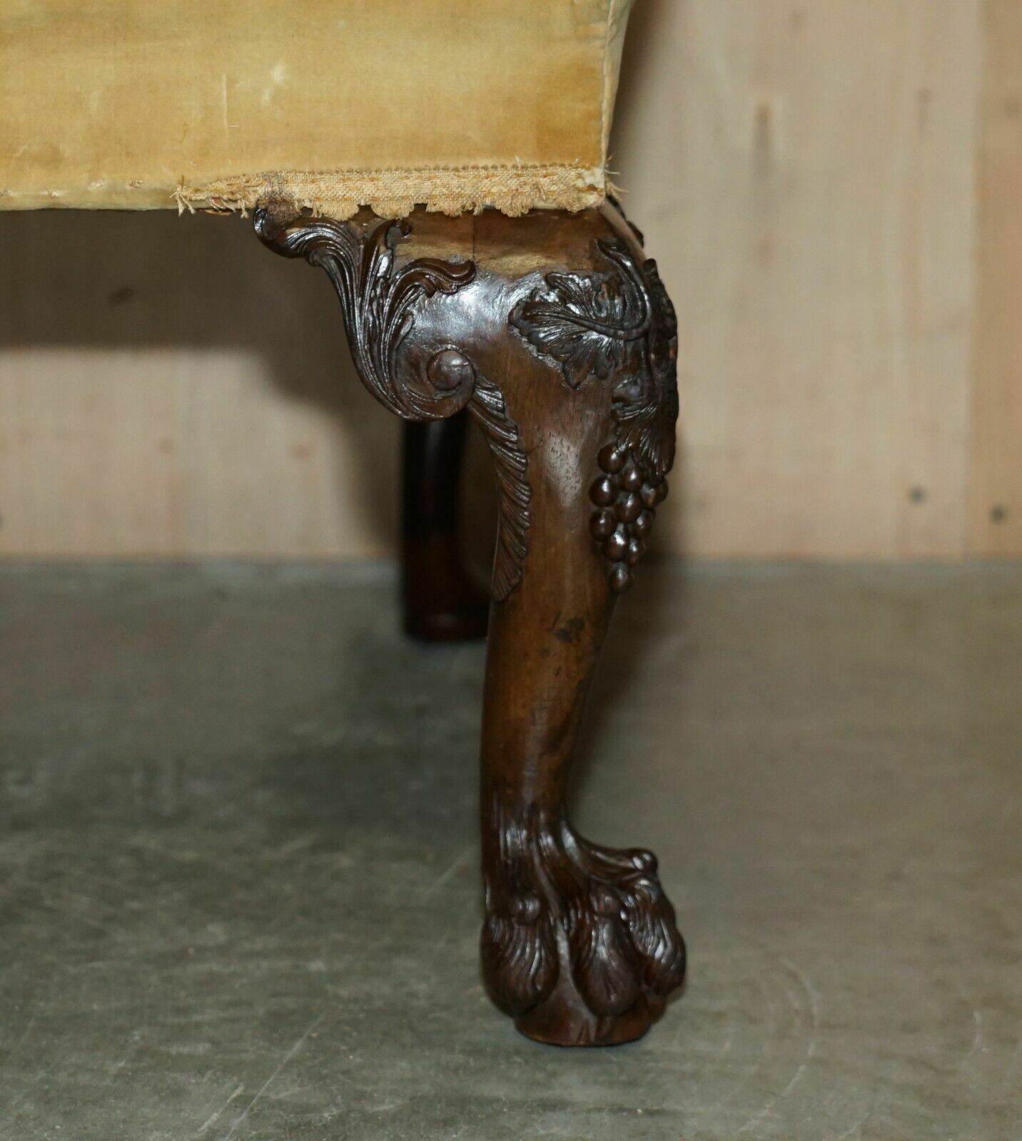 photo for sale Important Pair Of George III Hand Carved Circa 1780 Antique Lions Paw Armchairs
