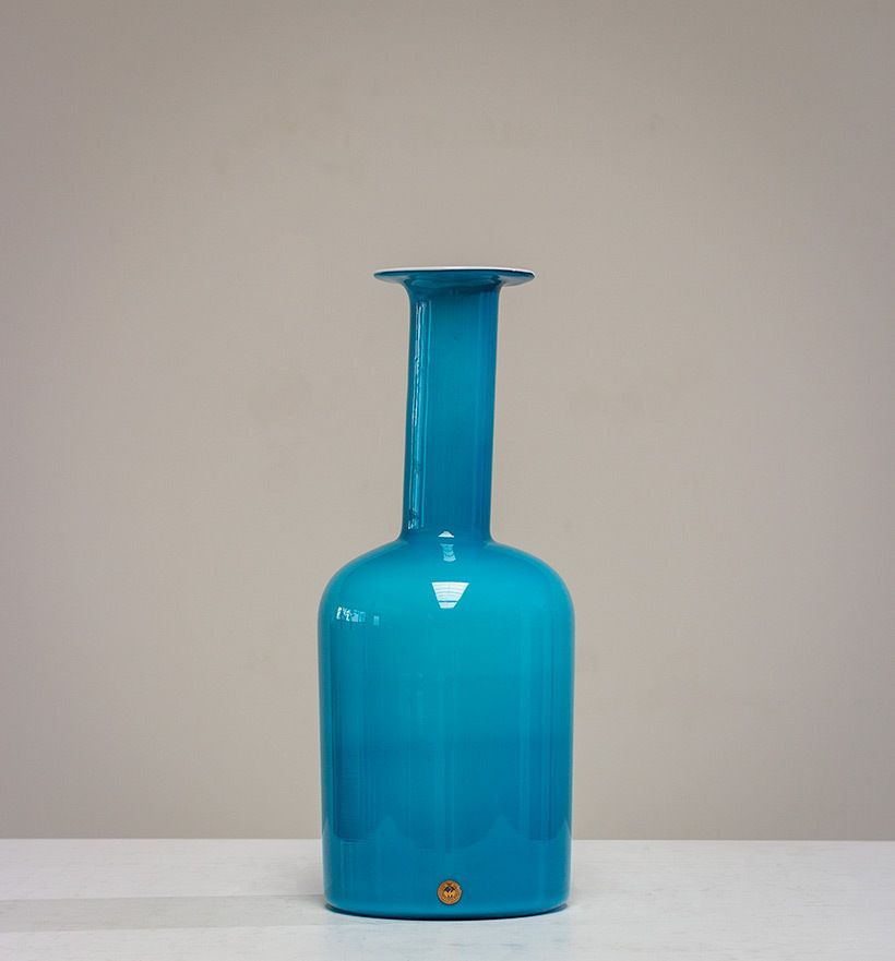 Large Blue Gulvvas, Designed By Otto Brauer For Kastrup Holmegaard, 1970