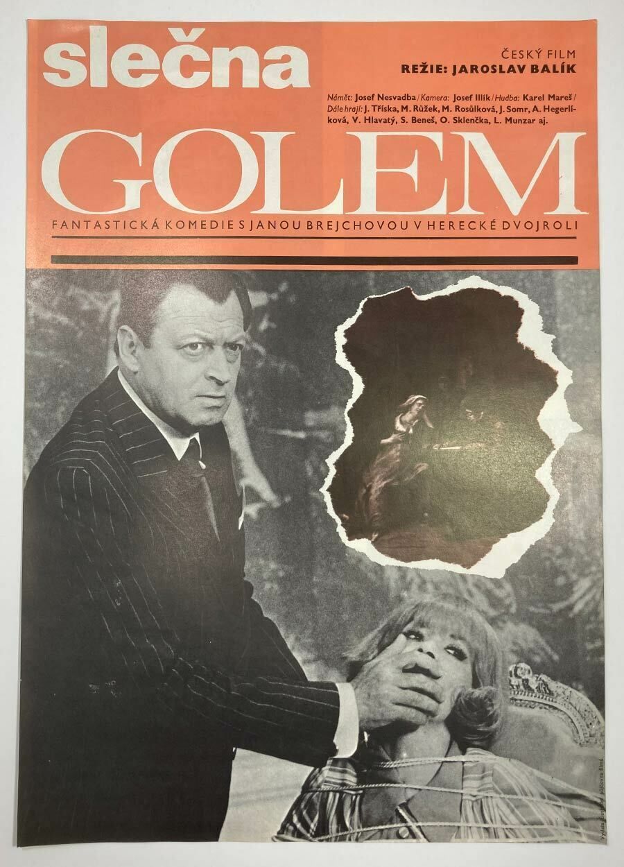 Original Film Poster, Miss Golem 2, Unknown Artist, 1972, Genuine Czech Vintage Print