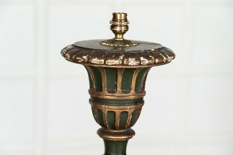 photo furniture 19thc French Gilt & Green Painted Floor Lamp