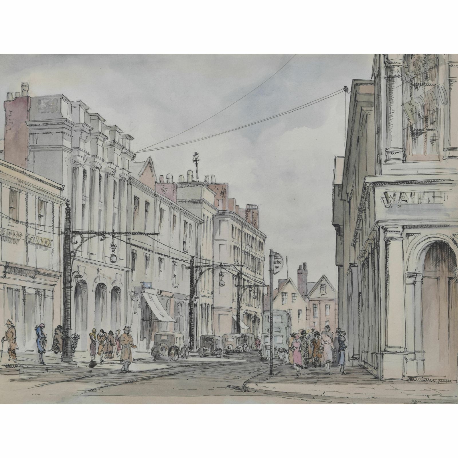 Queen Street, Exeter Watercolour By Louis Osman Friba photo furniture