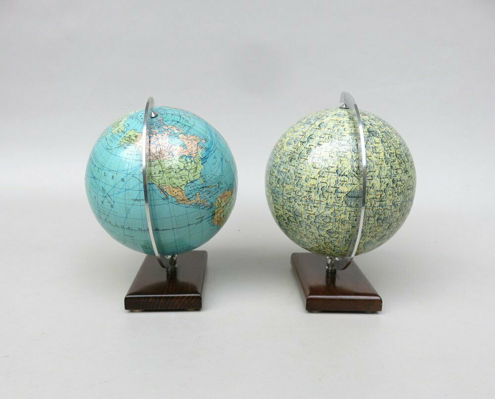 Earth & Moon Globes From Columbus Publishing House, 1960s, Set Of 2 photo 2941.85
