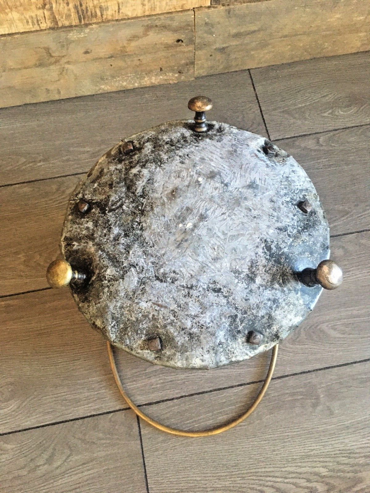 Heavy Antique 19th C Copper Brass Art Nouveau Fire Side Coal Bucket Log Storage photo vintage