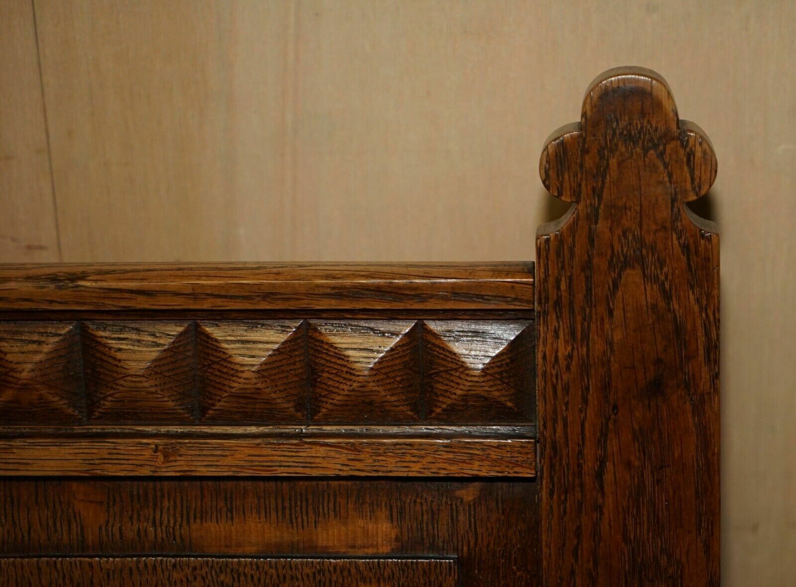 Pair Of Antique Carved English Oak Armchairs With Armorial Crest Coat Of Arms photo buy