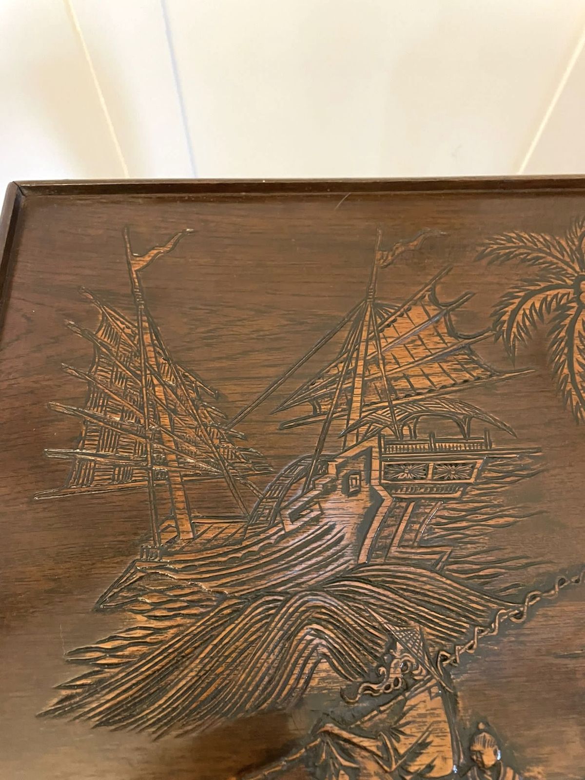 Antique Carved Teak Nest Of 3 Tables photo Furniture