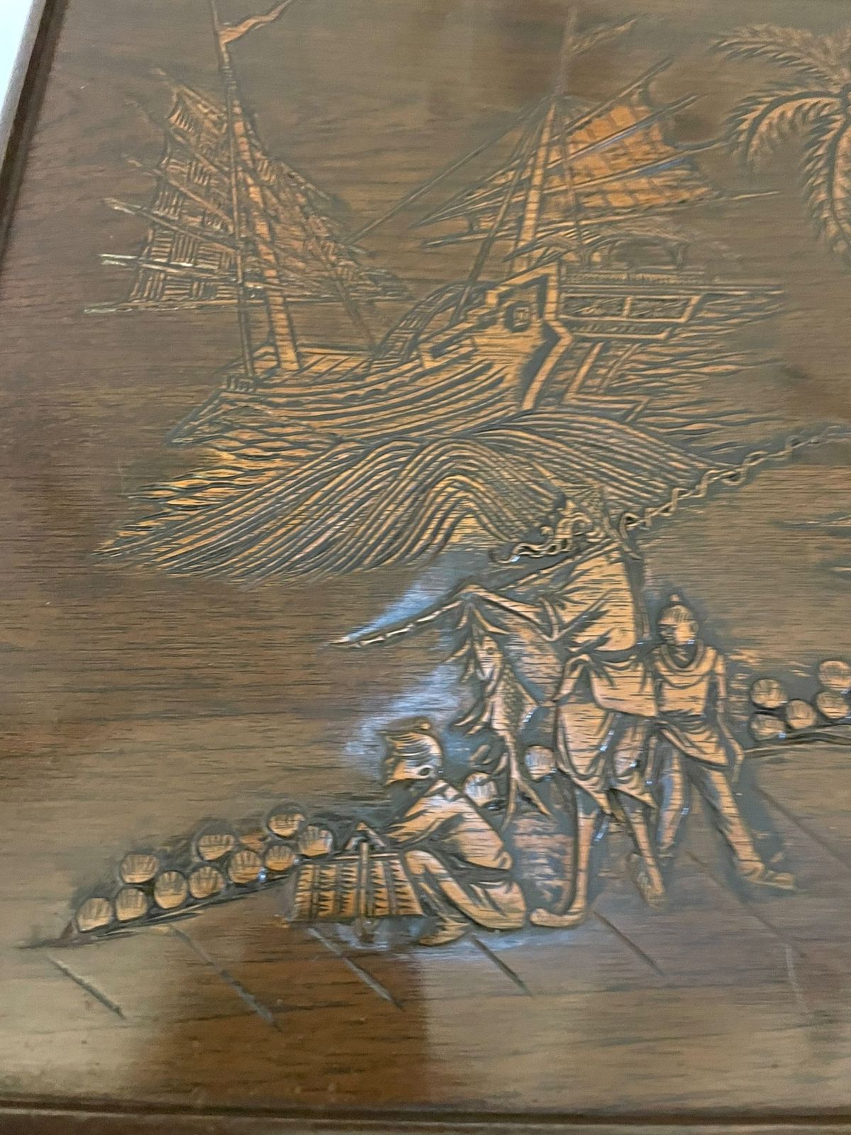 Antique Carved Teak Nest Of 3 Tables photo vinterior