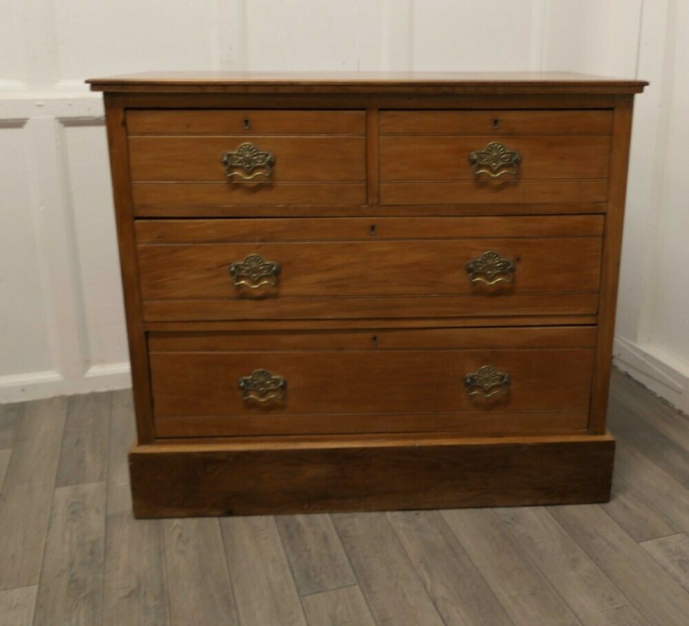 Arts And Crafts Golden Walnut Chest Of Drawers photo for sale