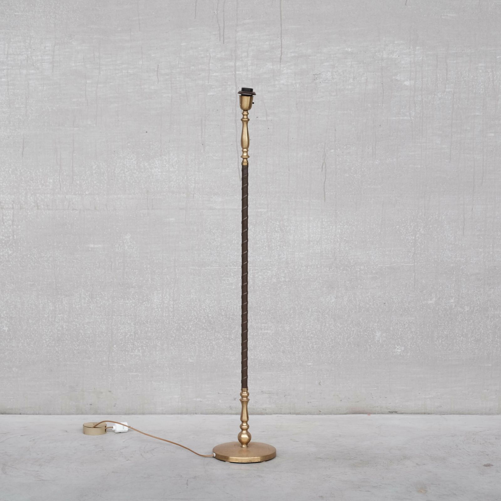 Pair Of Leather And Brass Mid Century Einar Bäckström Floor Lamps photo furniture