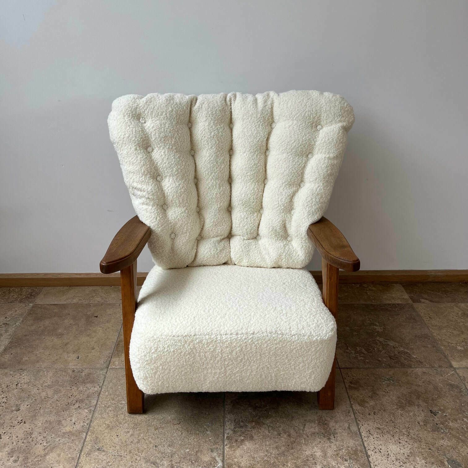 Guillerme Et Chambron Mid Century French Oak Armchair