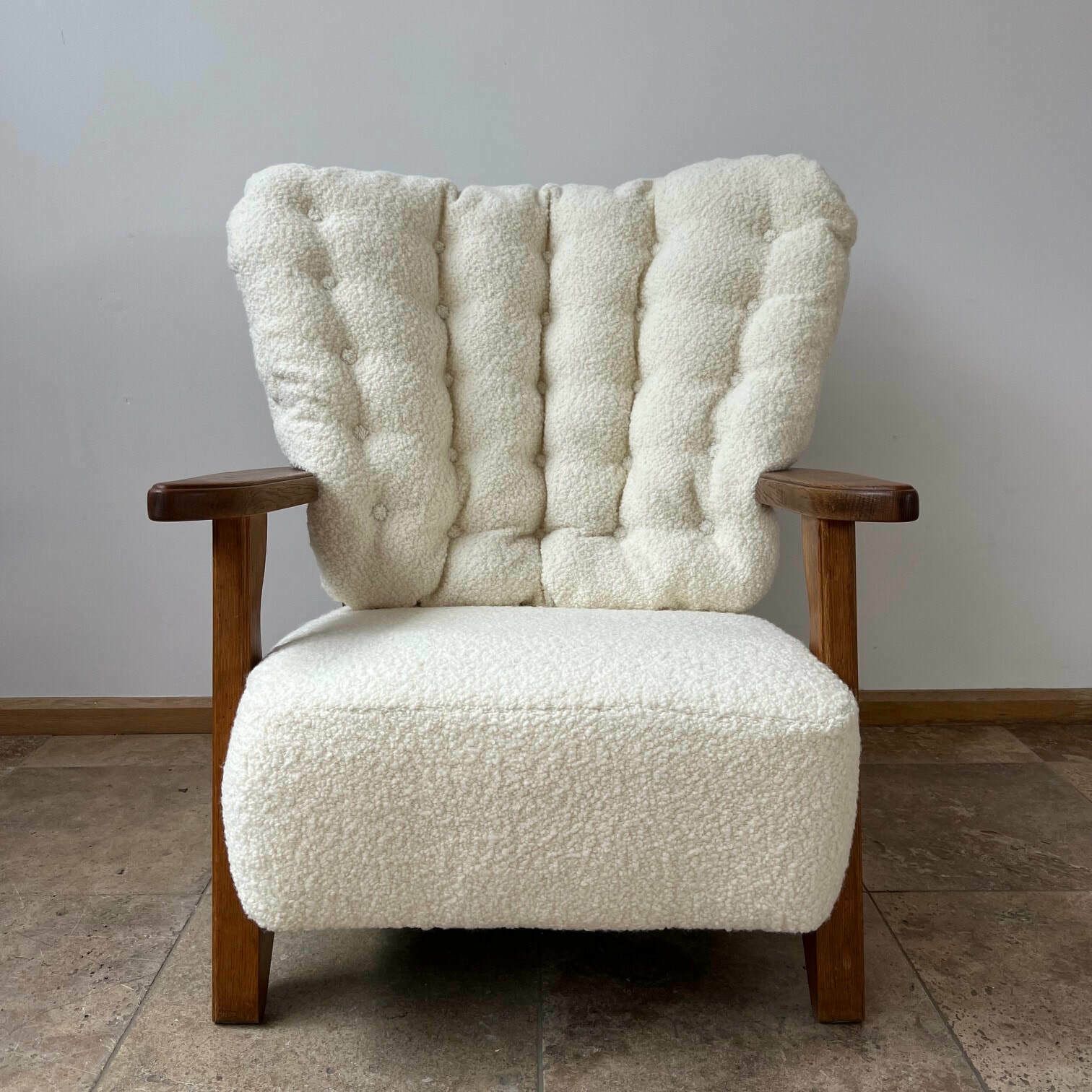 photo for sale Guillerme Et Chambron Mid Century French Oak Armchair